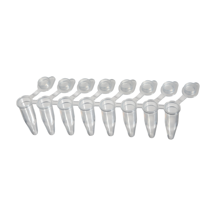 OPTimate 0.1 mL qPCR 8-Strip White PCR Tubes with Optically-clear flat Caps
